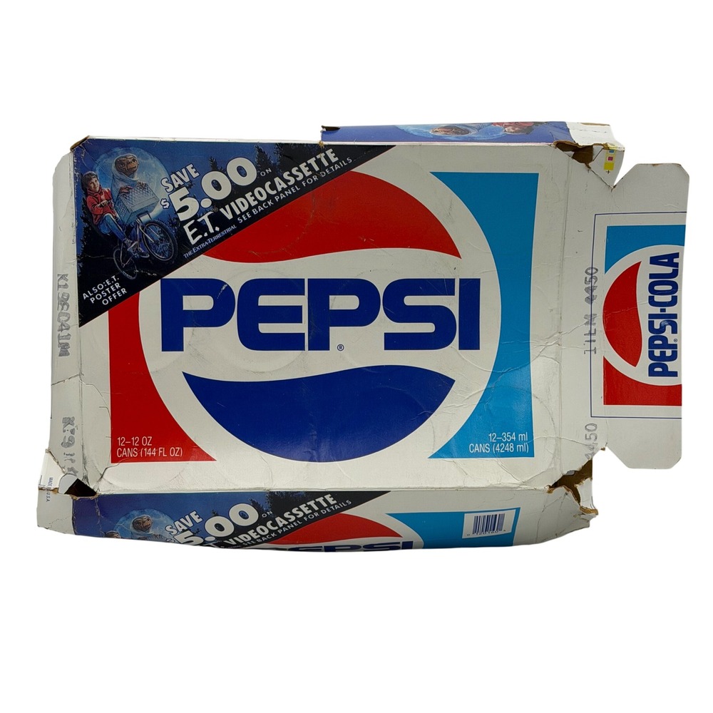 Vtg 1988 Pepsi E.T. The Extra-Terrestrial 12 Pack Empty Soda Box Carton Promo ET